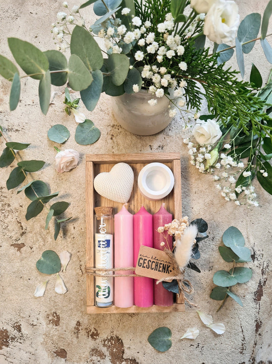 Geld - Geschenkset: 3 Kerzen mit Wunscherfüller - Alles auf Anfang - personalisierte Geschenke für Frauen