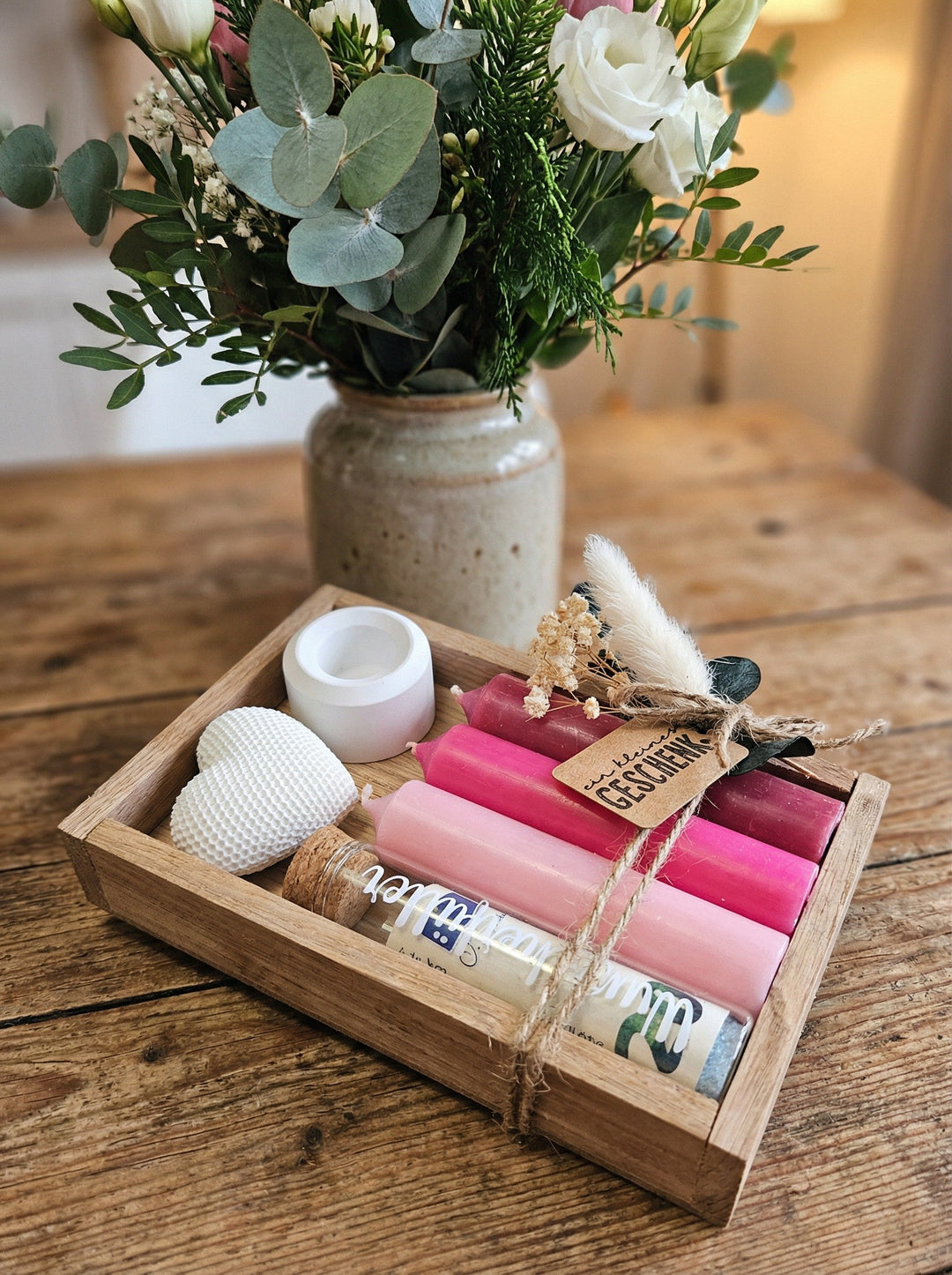 Geld-Geschenkset Kerzen rosa