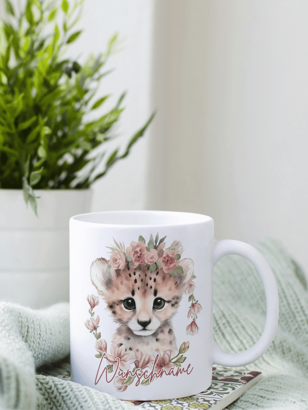 Keramiktasse Gepard - achtsame Geschenke für Frauen bei Alles auf Anfang, Bedburg NRW