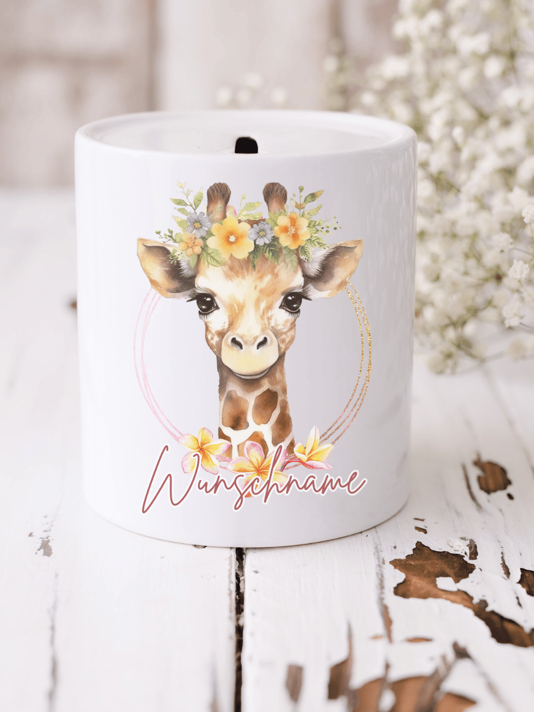 Keramikspardose Giraffe personalisiert - achtsame Geschenke für Frauen bei Alles auf Anfang, Bedburg NRW