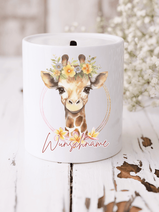 Keramikspardose Giraffe personalisiert - achtsame Geschenke für Frauen bei Alles auf Anfang, Bedburg NRW