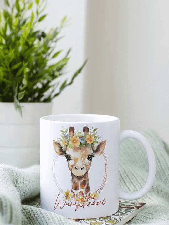 Keramiktasse Giraffe personalisierbar - achtsame Geschenke für Frauen bei Alles auf Anfang, Bedburg NRW