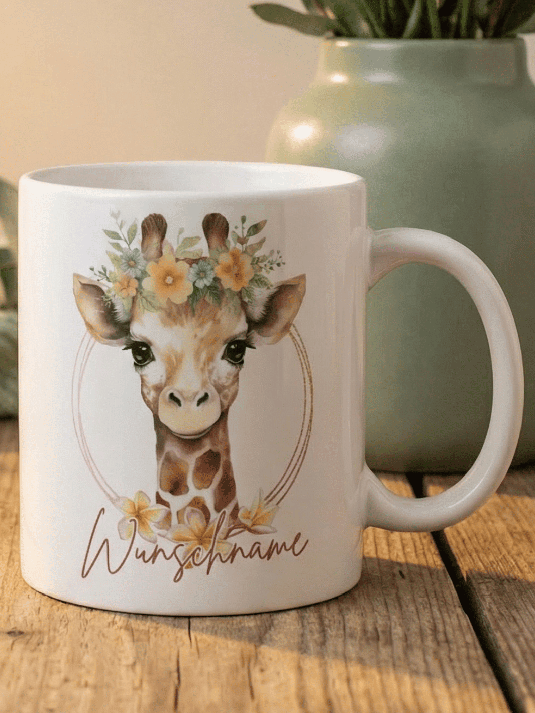Keramiktasse Giraffe personalisierbar - achtsame Geschenke für Frauen bei Alles auf Anfang, Bedburg NRW