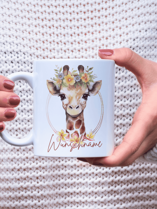 Keramiktasse Giraffe personalisierbar - achtsame Geschenke für Frauen bei Alles auf Anfang, Bedburg NRW