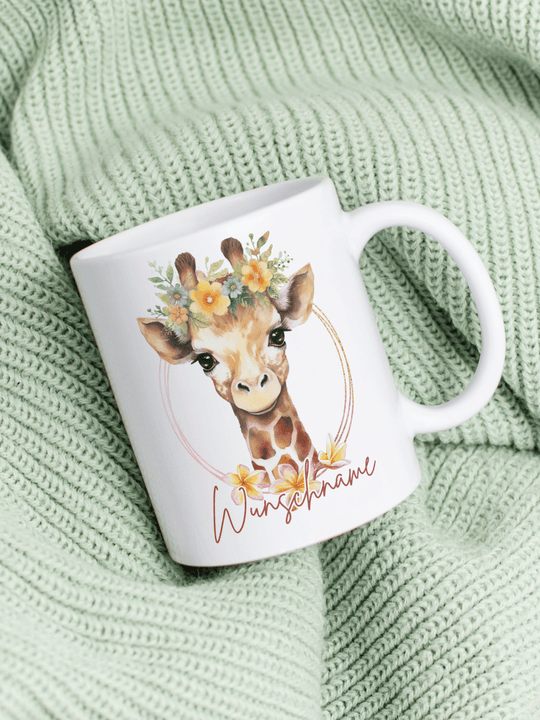 Keramiktasse Giraffe personalisierbar - achtsame Geschenke für Frauen bei Alles auf Anfang, Bedburg NRW