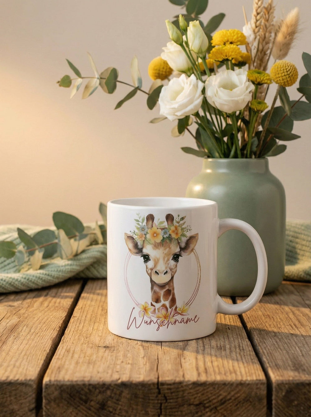 Keramiktasse Giraffe personalisierbar - achtsame Geschenke für Frauen bei Alles auf Anfang, Bedburg NRW