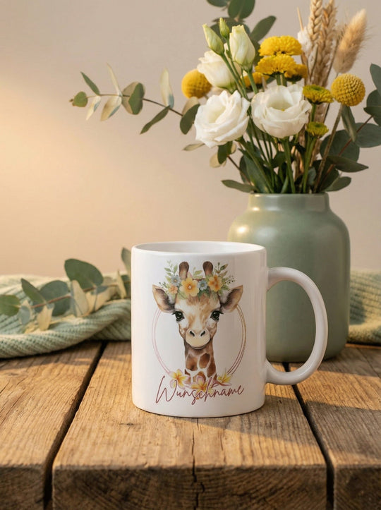 Keramiktasse Giraffe personalisierbar - achtsame Geschenke für Frauen bei Alles auf Anfang, Bedburg NRW