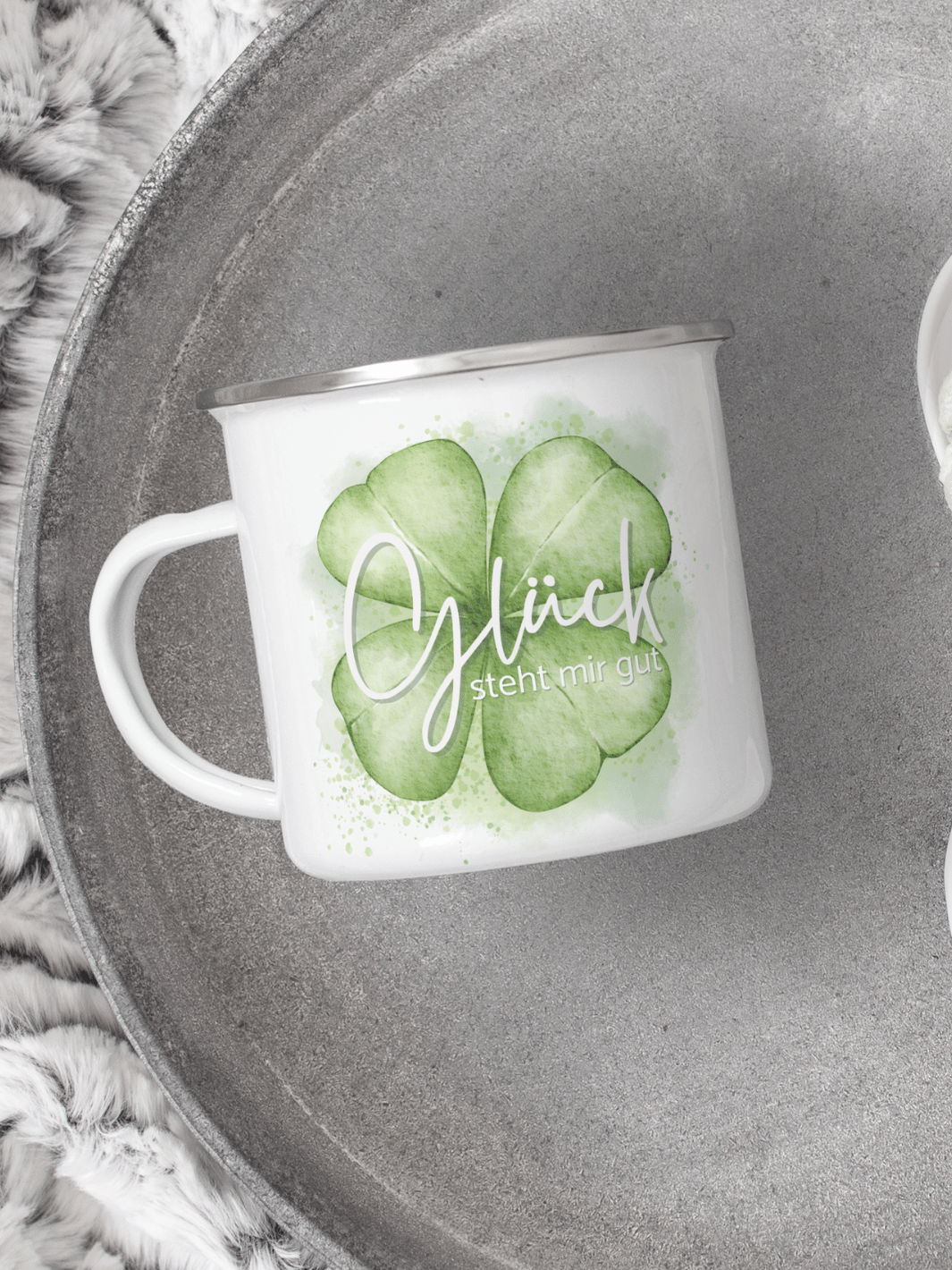 GLÜCK Emaillebecher - Alles auf Anfang - personalisierte Geschenke für Frauen