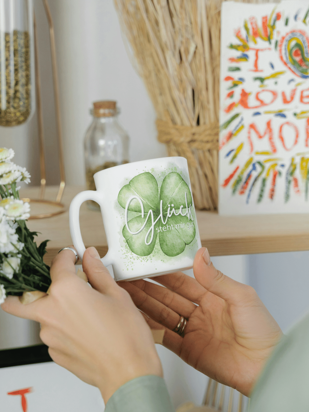 Keramiktasse Glück steht mir - achtsame Geschenke für Frauen bei Alles auf Anfang, Bedburg NRW