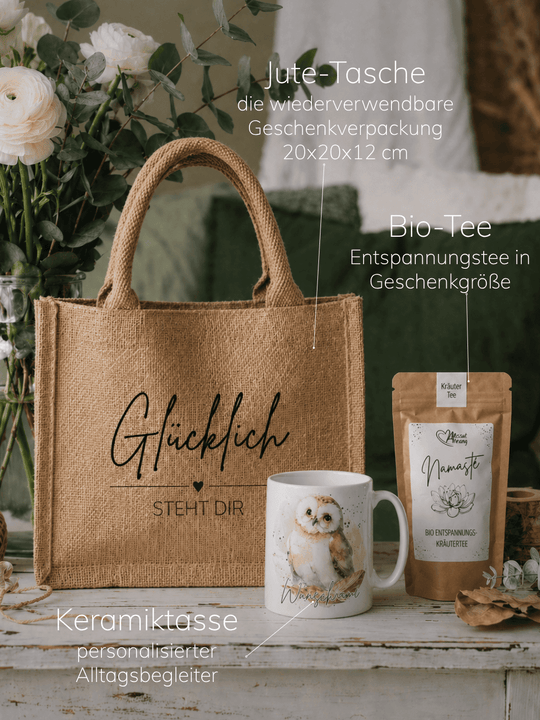 GLÜCKLICH STEHT DIR Geschenkset. Personalisierte, achtsam Geschenke für Frauen bei Alles auf Anfang in Bedburg, NRW
