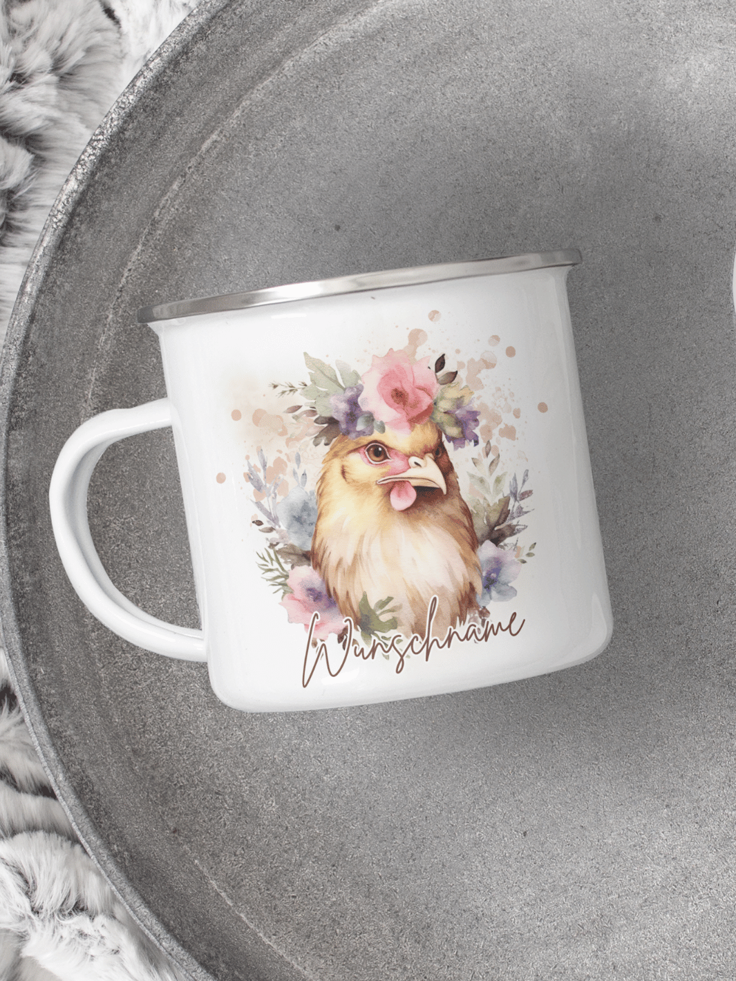 HUHN Emaillebecher - Alles auf Anfang - personalisierte Geschenke für Frauen