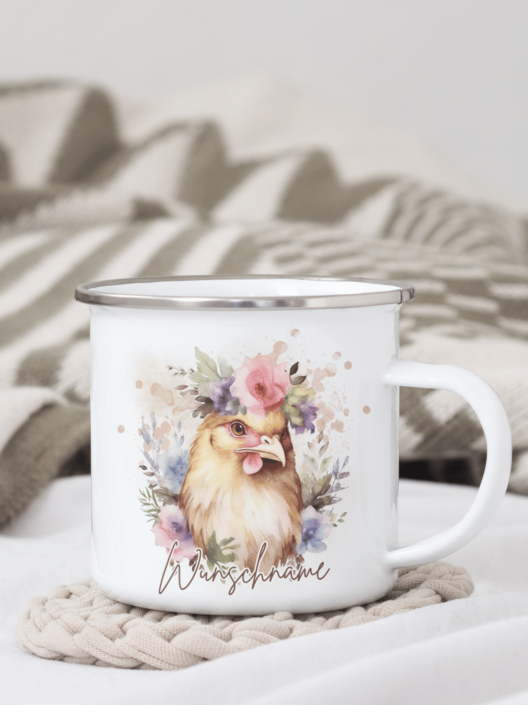 HUHN Emaillebecher - Alles auf Anfang - personalisierte Geschenke für Frauen