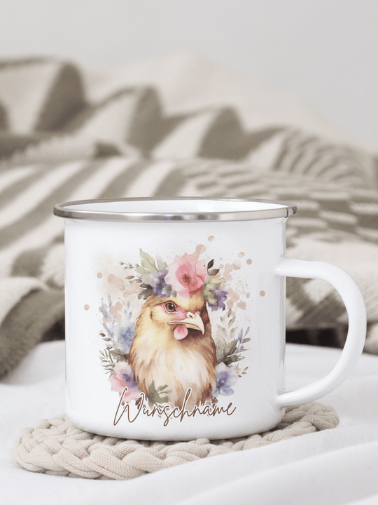 HUHN Emaillebecher - Alles auf Anfang - personalisierte Geschenke für Frauen