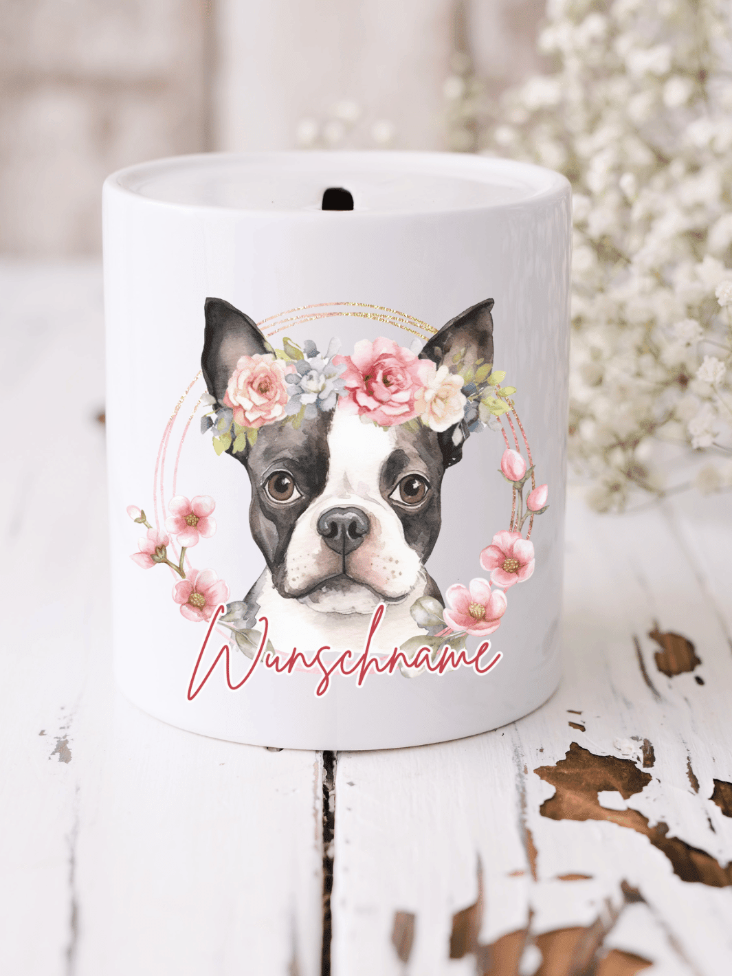 Keramikspardose Hund personalisiert - achtsame Geschenke für Frauen bei Alles auf Anfang, Bedburg NRW