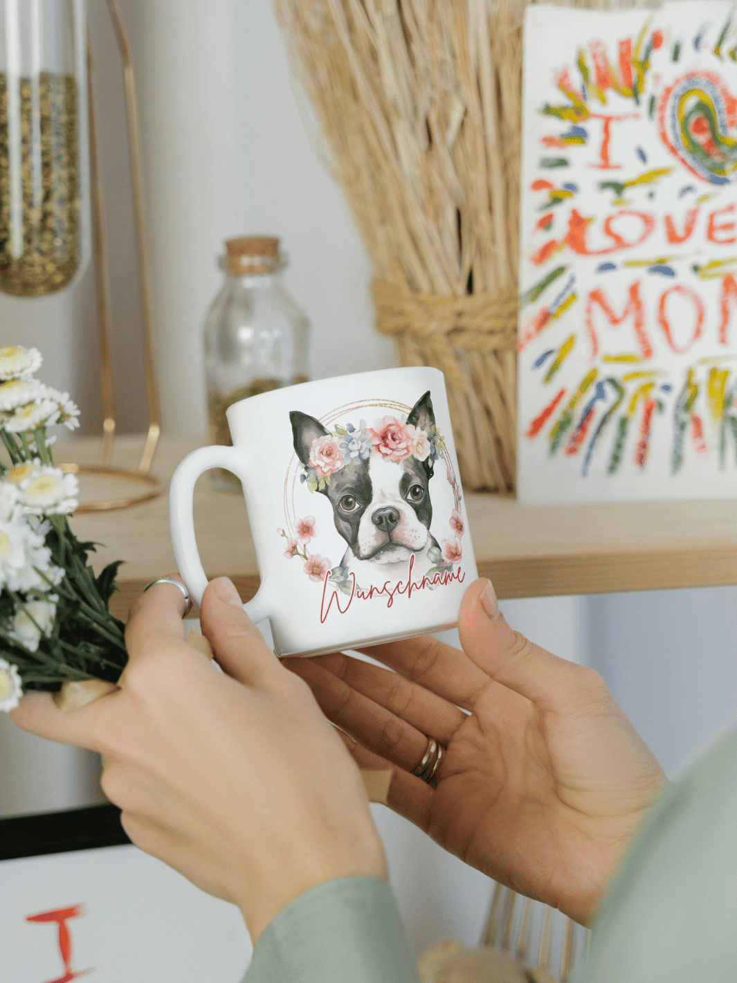 Keramiktasse Hund - achtsame Geschenke für Frauen bei Alles auf Anfang, Bedburg NRW