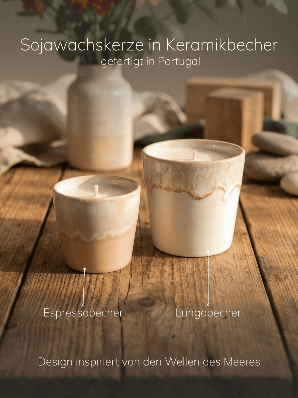 2-in-1 Kerze im Espresso- / Lungo-Becher Keramik mit Sojawachs. Achtsame Geschenke für Frauen bei Alles auf Anfang in Bedburg