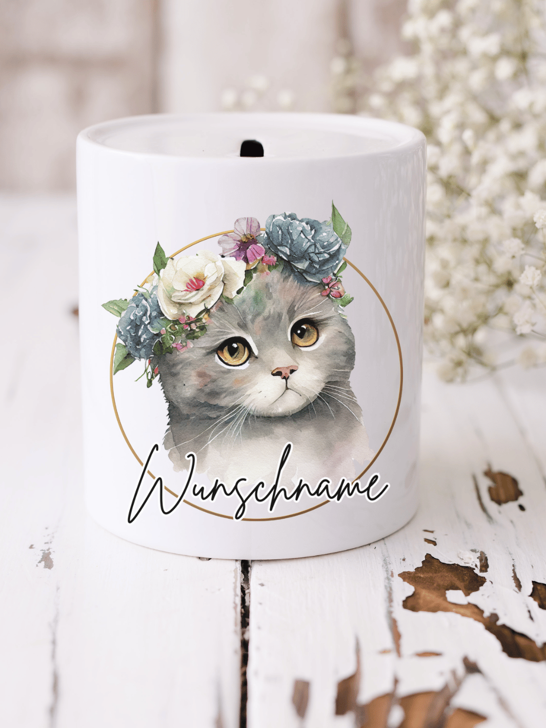 Keramikspardose Katze personalisiert - achtsame Geschenke für Frauen bei Alles auf Anfang, Bedburg NRW