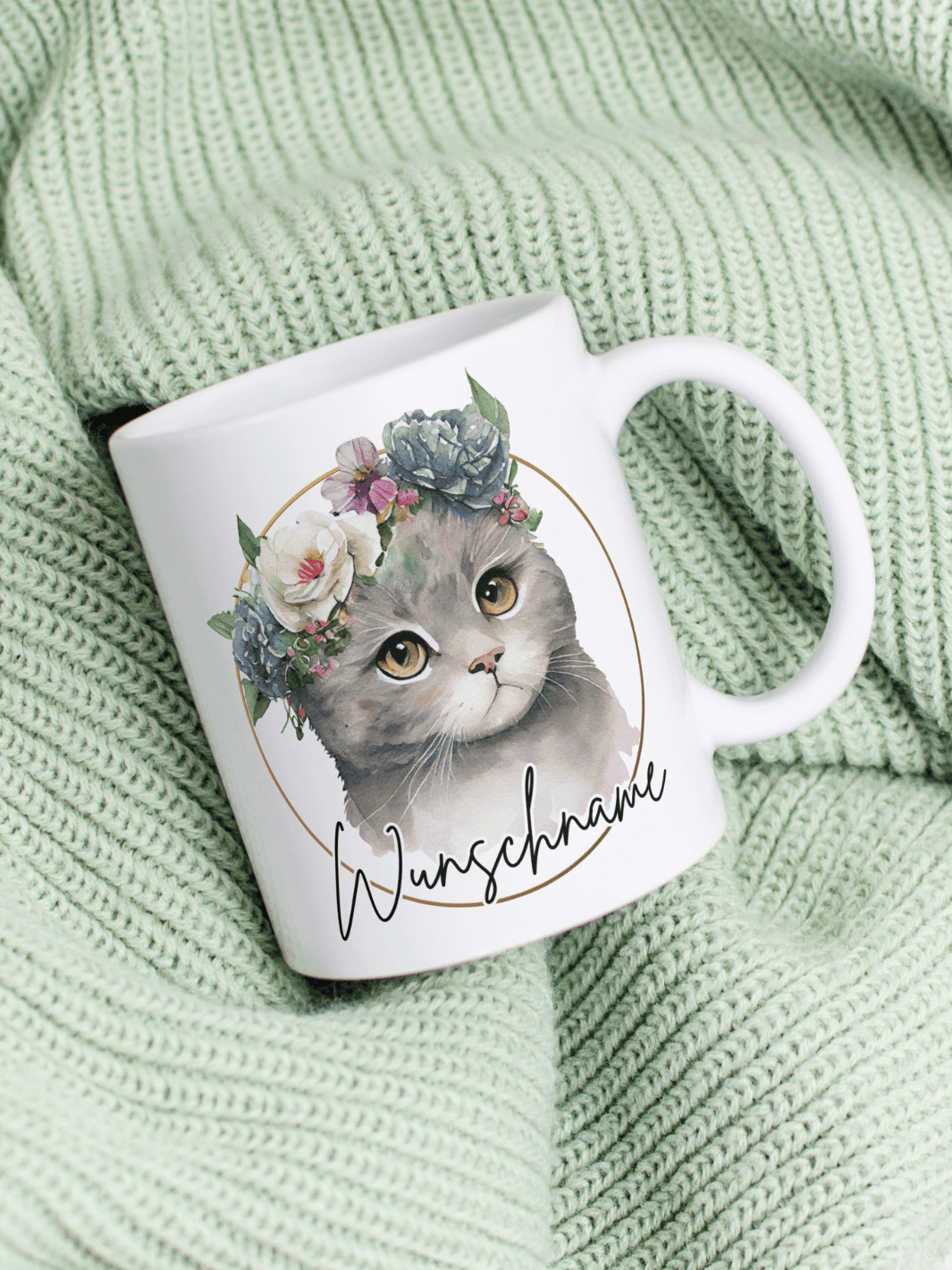 Keramiktasse Katze personalisiert - achtsame Geschenke für Frauen bei Alles auf Anfang, Bedburg NRW