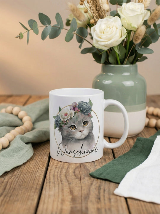 Keramiktasse Katze personalisiert - achtsame Geschenke für Frauen bei Alles auf Anfang, Bedburg NRW