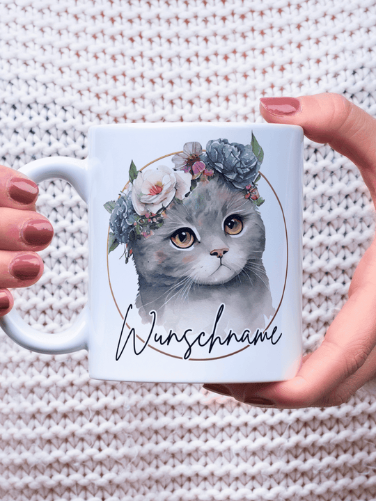 Keramiktasse Katze personalisiert - achtsame Geschenke für Frauen bei Alles auf Anfang, Bedburg NRW