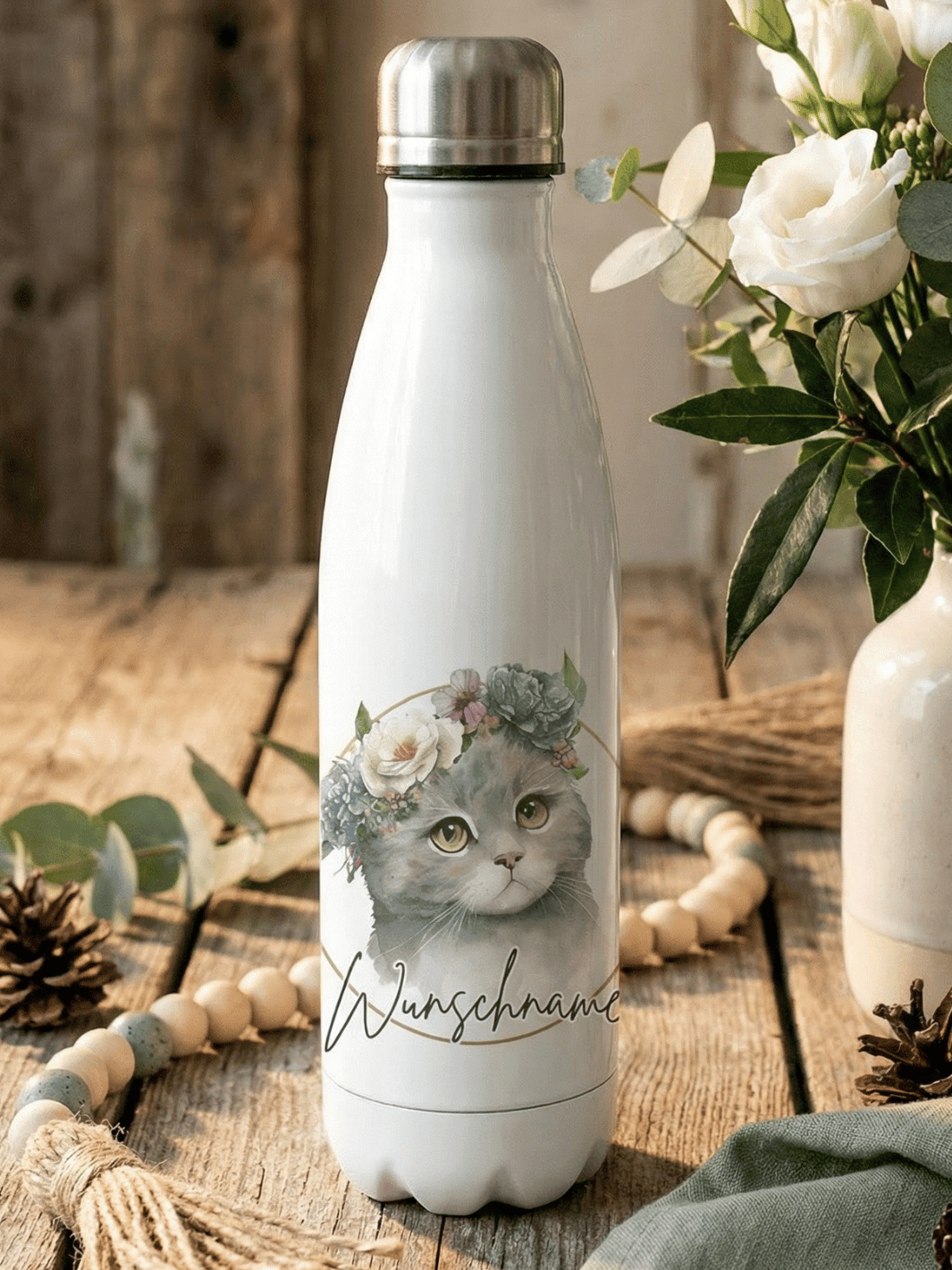 Katze Trinkflasche personalisiert - achtsame Geschenke für Frauen und Mädchen bei Alles auf Anfang in Bedburg, NRW