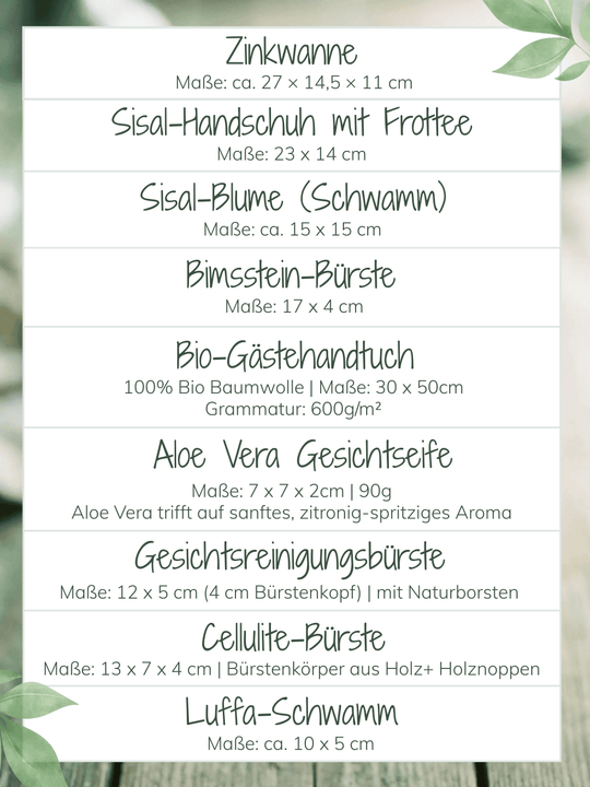 Inhaltsliste Wellness Geschenkset - achtsame Geschenke für Frauen bei Alles auf Anfang in Bedburg, NRW