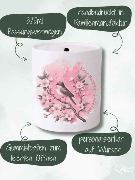 KLEINE MOMENTE - GROSSE LIEBE Spardose - Alles auf Anfang - personalisierte Geschenke für Frauen