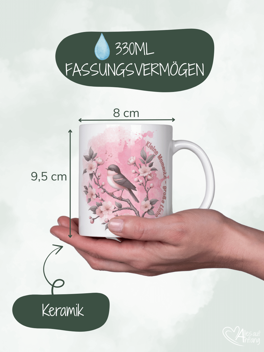 KLEINE MOMENTE - GROSSE LIEBE Tasse - Alles auf Anfang - personalisierte Geschenke für Frauen