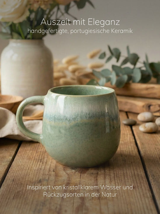Ozean-Tasse aus portugisiescher Keramik. Achtsame Geschenke für Frauen bei Alles auf Anfang in Bedburg, NRW