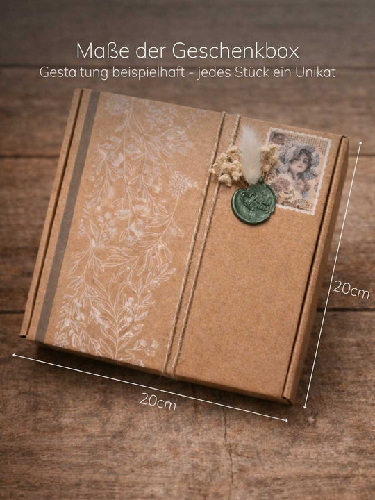Maßangaben von nachhaltiger Geschenkbox Me-Time. Achtsame Geschenke für Frauen bei Alles auf Anfang in Bedburg, NRW