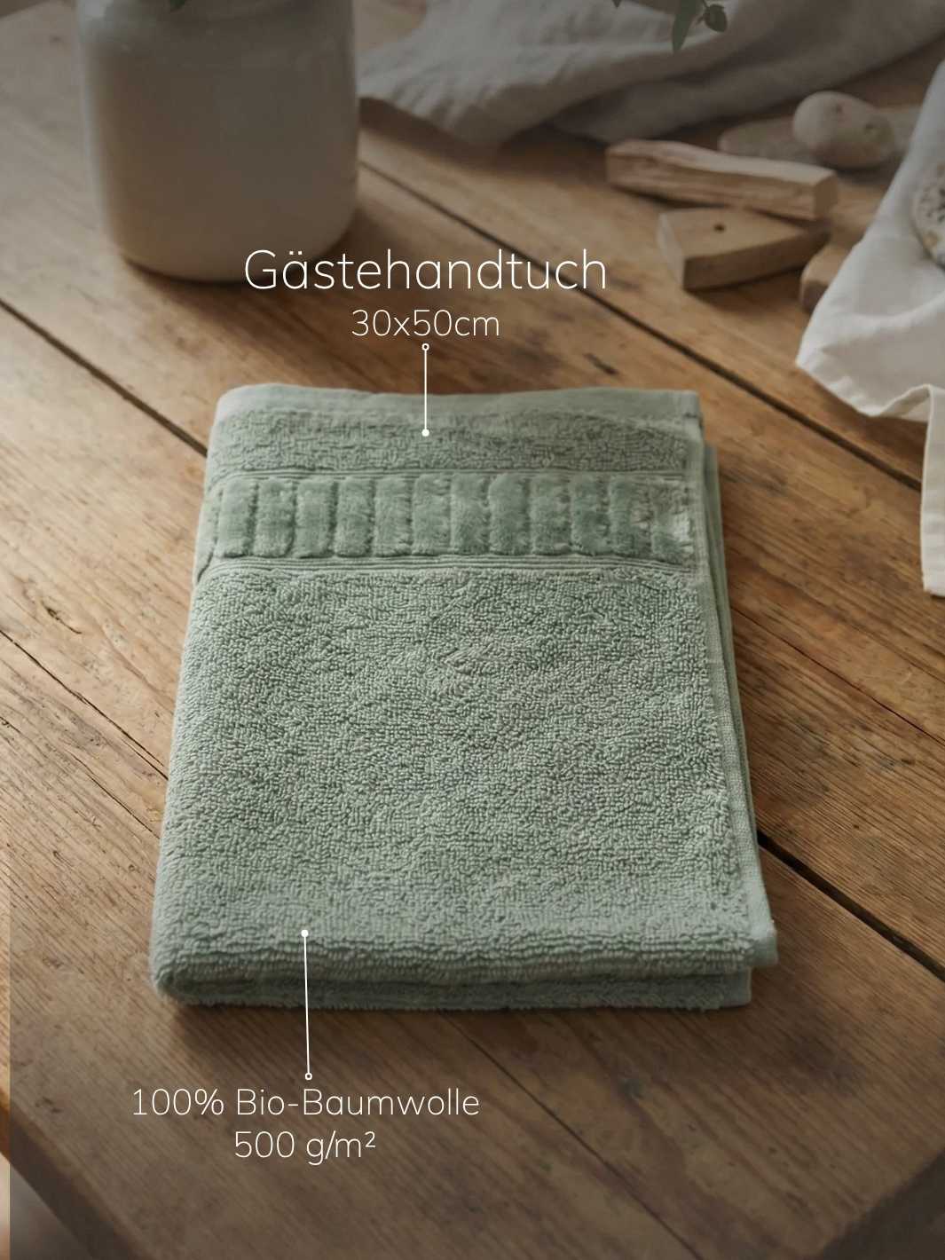 Handtuch aus Bio-Baumwolle in mintgrün. Achtsame Geschenke für Frauen bei Alles auf Anfang in Bedburg, NRW