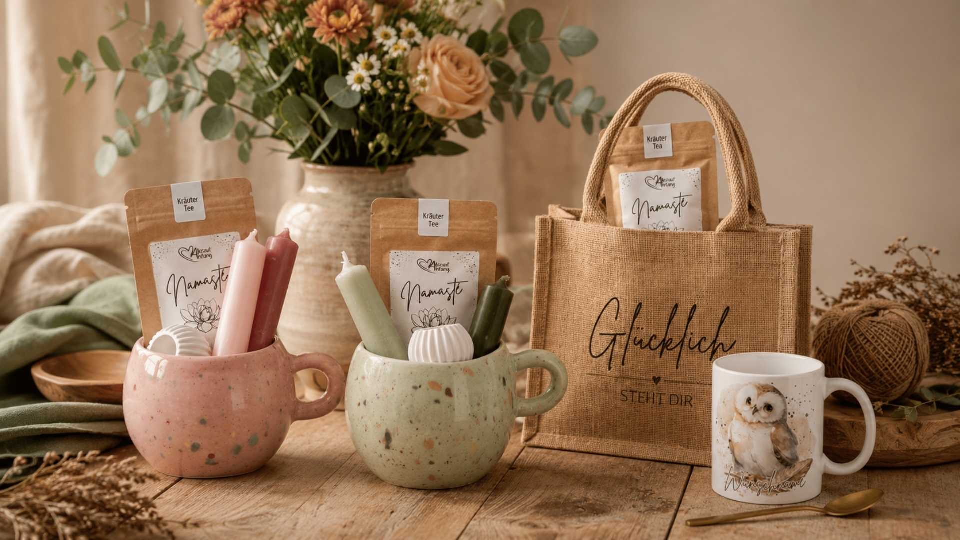 kleine Geschenksets bei Alles auf Anfang. Achtsame Geschenke für Frauen