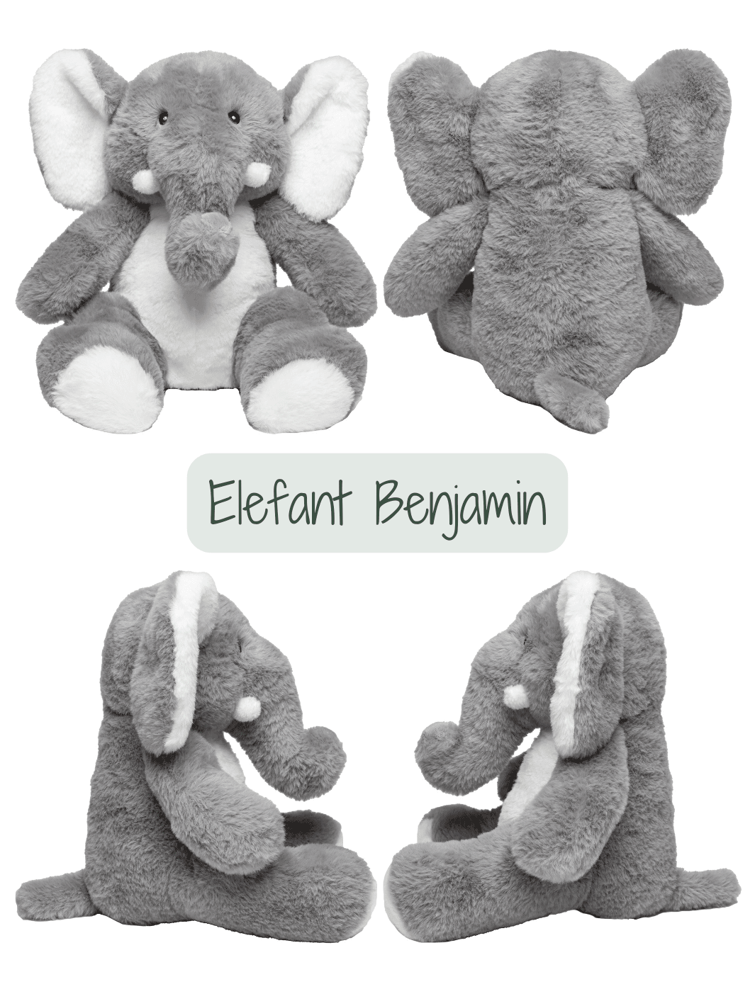 Stofftier Elefant Benjamin - kuschelig weich ist er das ideale Geschenk für deinen Lieblingsmenschen. 