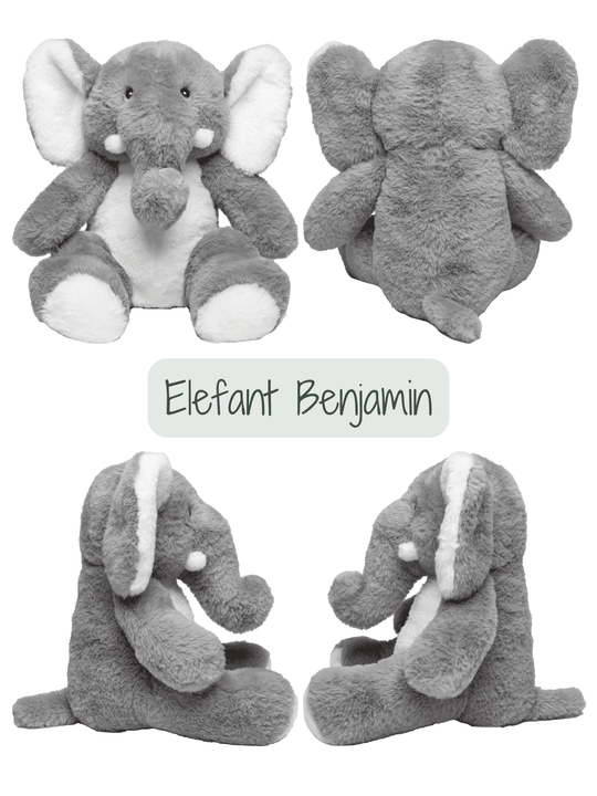 Stofftier Elefant Benjamin - kuschelig weich ist er das ideale Geschenk für deinen Lieblingsmenschen. 