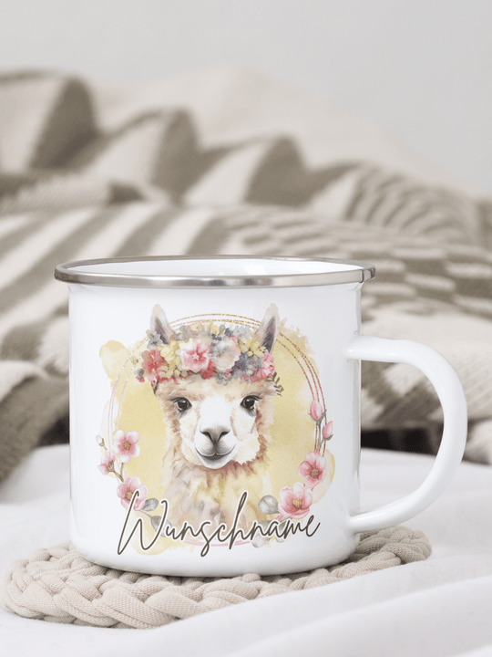 LAMA Emaillebecher - Alles auf Anfang - personalisierte Geschenke für Frauen