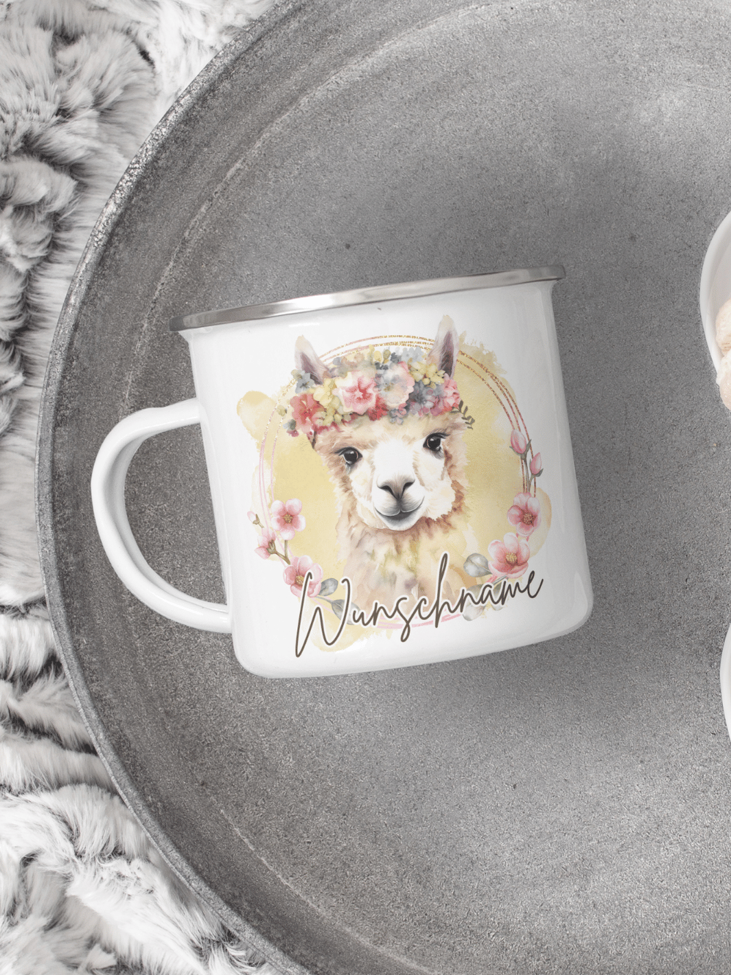 LAMA Emaillebecher - Alles auf Anfang - personalisierte Geschenke für Frauen