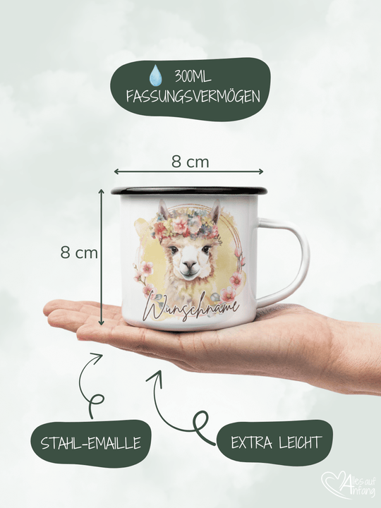 LAMA Emaillebecher - Alles auf Anfang - personalisierte Geschenke für Frauen