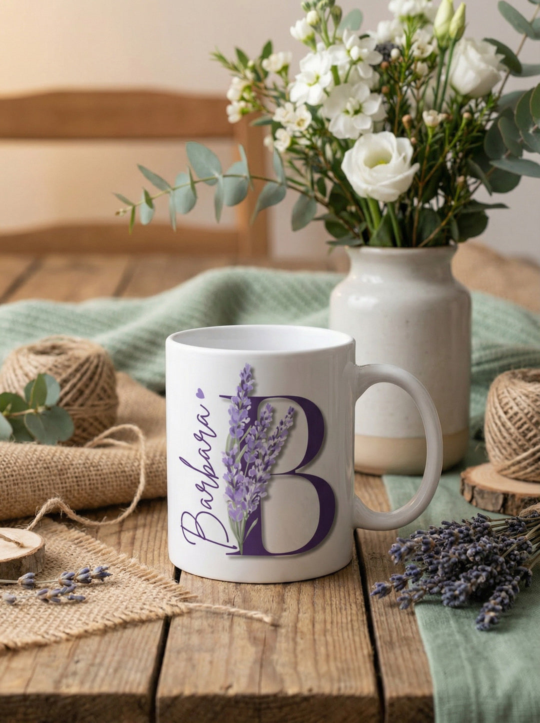 LAVENDEL BUCHSTABE Tasse - Alles auf Anfang - personalisierte Geschenke für Frauen