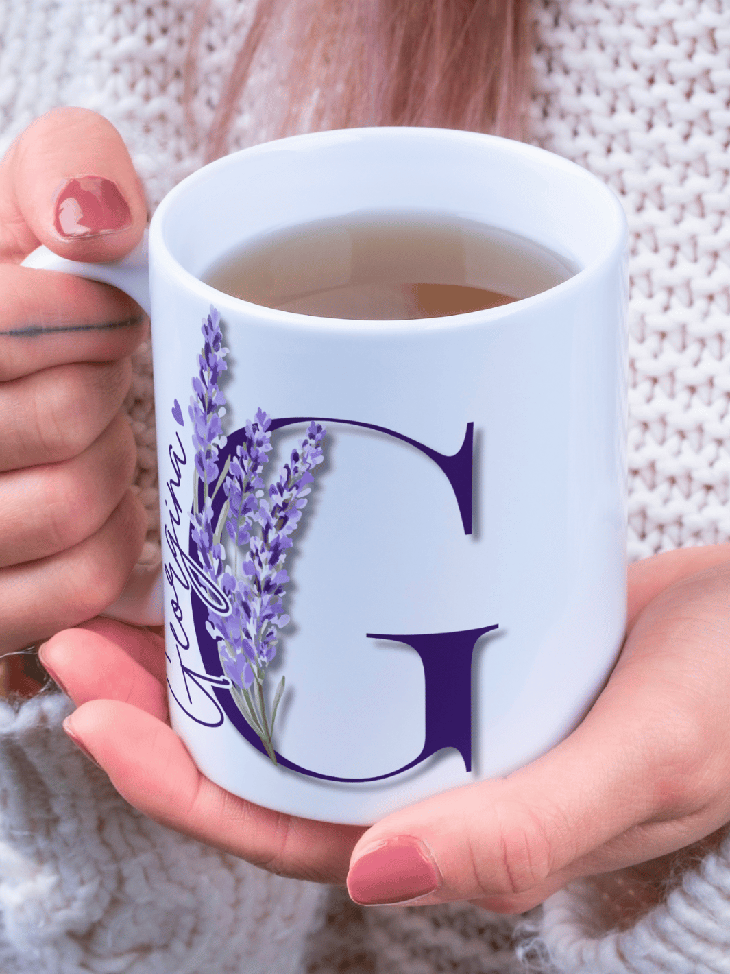 LAVENDEL BUCHSTABE Tasse - Alles auf Anfang - personalisierte Geschenke für Frauen