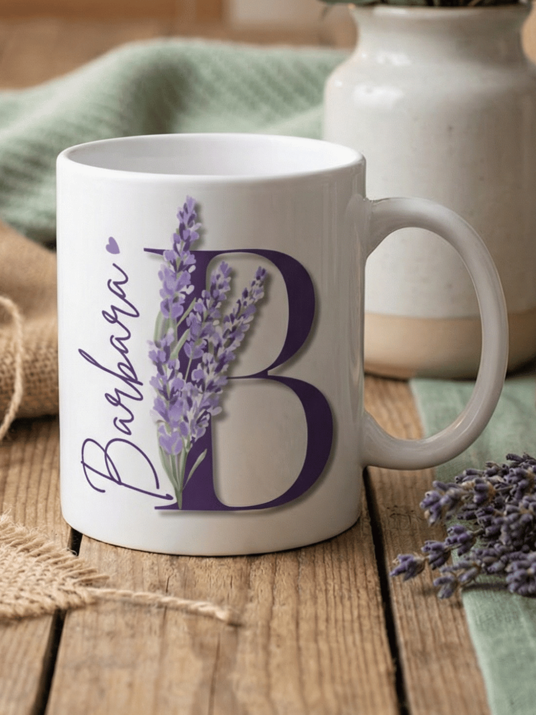 LAVENDEL BUCHSTABE Tasse - Alles auf Anfang - personalisierte Geschenke für Frauen