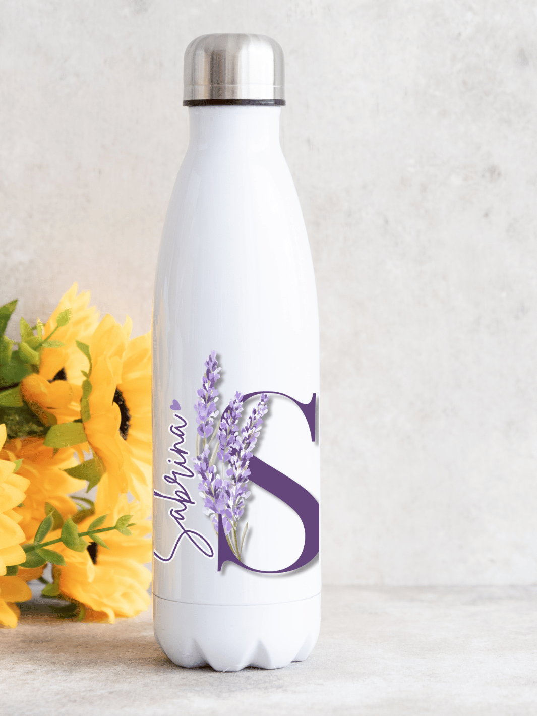 LAVENDEL BUCHSTABE Trinkflasche - Alles auf Anfang - personalisierte Geschenke für Frauen
