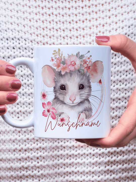 Keramiktasse Maus personalisiert - achtsame Geschenke für Frauen bei Alles auf Anfang, Bedburg NRW
