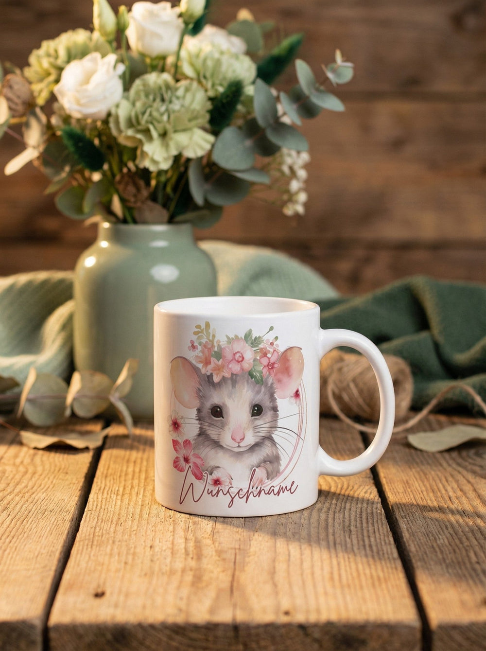 Keramiktasse Maus personalisiert - achtsame Geschenke für Frauen bei Alles auf Anfang, Bedburg NRW