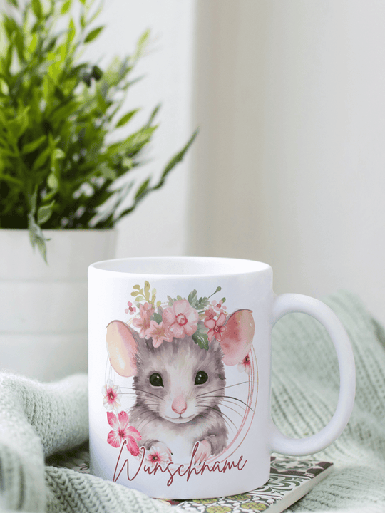 Keramiktasse Maus personalisiert - achtsame Geschenke für Frauen bei Alles auf Anfang, Bedburg NRW