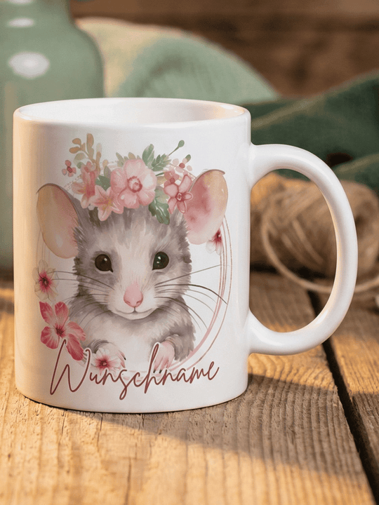 Keramiktasse Maus personalisiert - achtsame Geschenke für Frauen bei Alles auf Anfang, Bedburg NRW