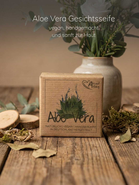 Aloe-Vera-Gesichtsseife aus Deutschland. Achtsame Geschenke für Frauen bei Alles auf Anfang