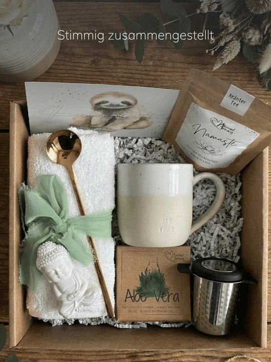 Geschenkbox Me-Time von Alles auf Anfang, achtsame Geschenke für Frauen aus Bedburg, NRW. 