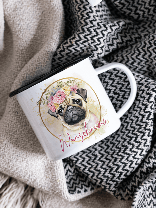 MOPS Emaillebecher - Alles auf Anfang - personalisierte Geschenke für Frauen
