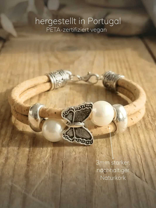 Korkarmband Schmetterling. Achtsame Geschenke für Frauen, Alles auf Anfang