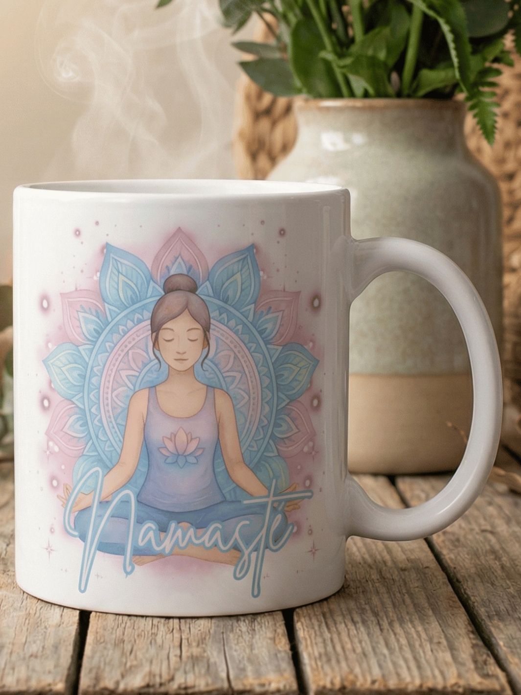 Keramiktasse Namaste. Achtsame Geschenke für Frauen bei Alles auf Anfang, Bedburg NRW